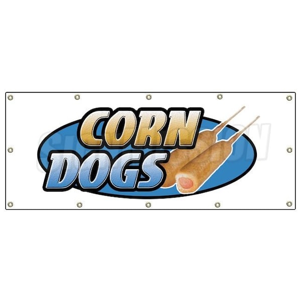 Corn Dogs Banner Heavy Duty 13 Oz Vinyl with Grommets Single Sided